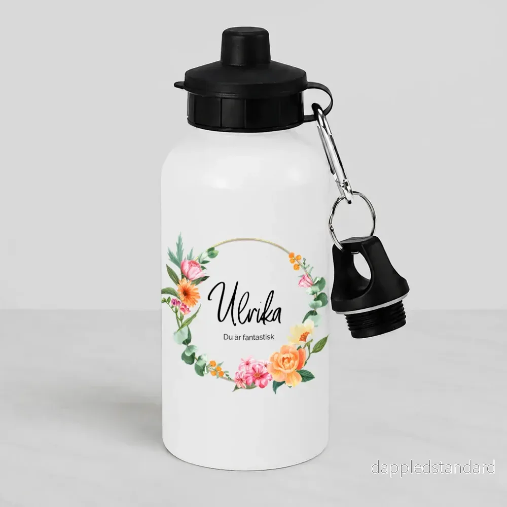 Vattenflaska | Blomkrans | Namn Vattenflaska | Blomkrans | Namn