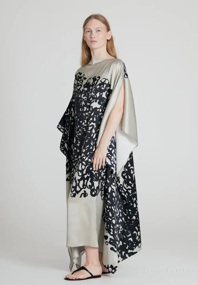 Majestic Silk Dress Kaftan - Champagne & Black - Bild 2