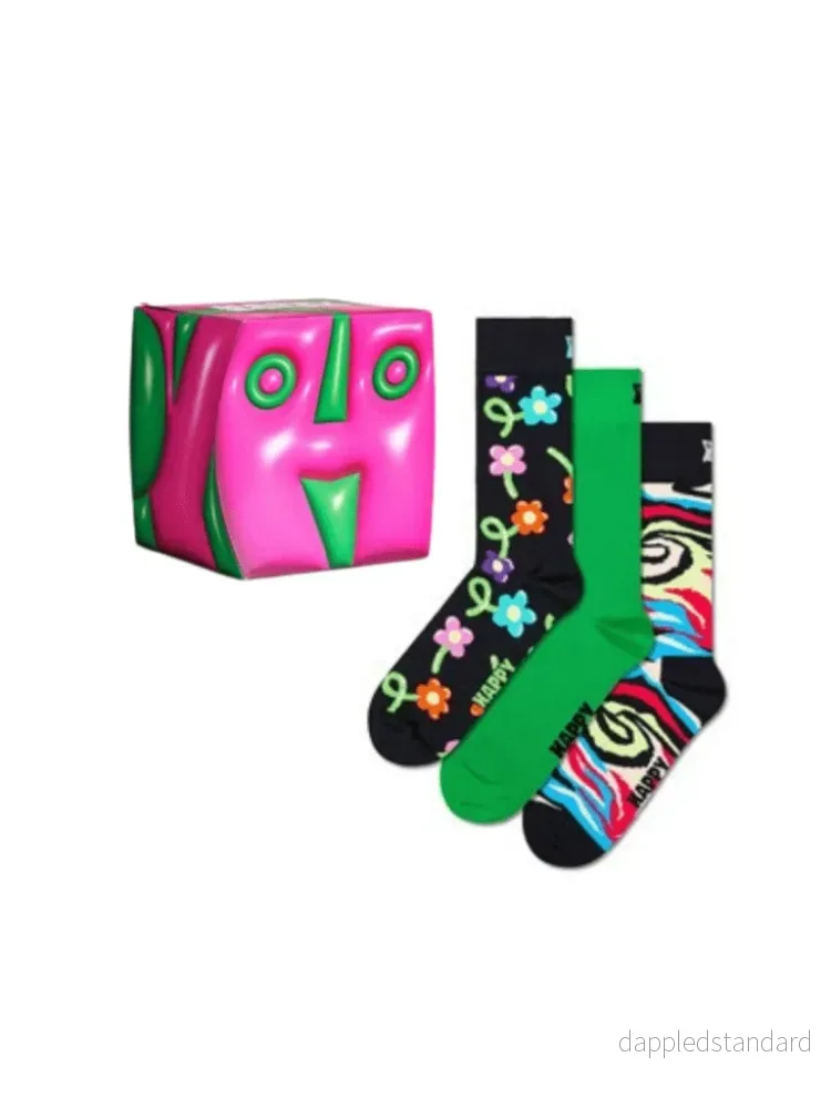 Happy Socks 3-Pack Hyper Cube Gaveæske Til Ham Happy Socks 3-Pack Hyper Cube Gaveæske Til Ham