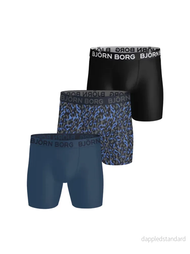 Björn Borg 3-Pack Blå – Sort Performance Boxer Shorts
