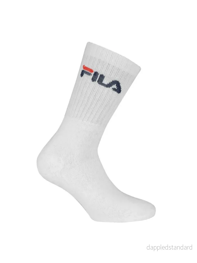 FILA Hvid Crew Logo Terry Tennissokker 3 Pack Unisex FILA Hvid Crew Logo Terry Tennissokker 3 Pack Unisex