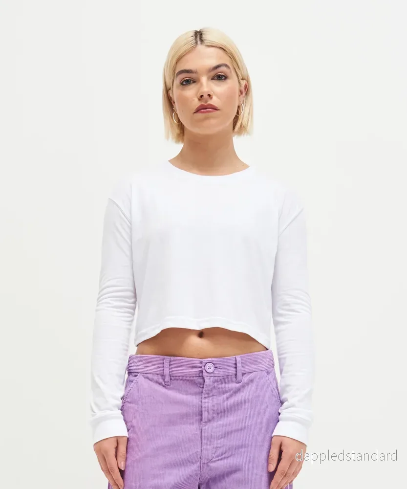 Ladies Long Sleeve Cropped T-Shirt