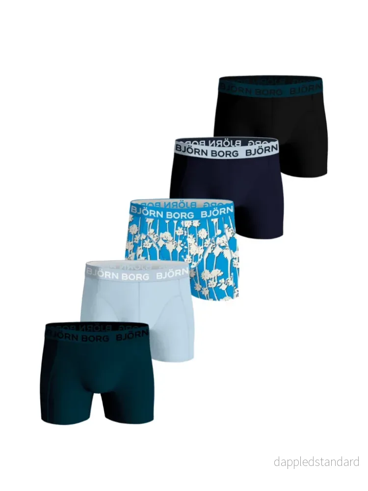 Björn Borg 5-Pack Boys Boxershorts I Blå Färger Björn Borg 5-Pack Boys Boxershorts I Blå Färger