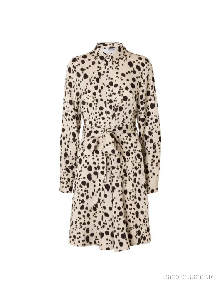 Selected Beige Knælang Kjole Selected Beige Knælang Kjole