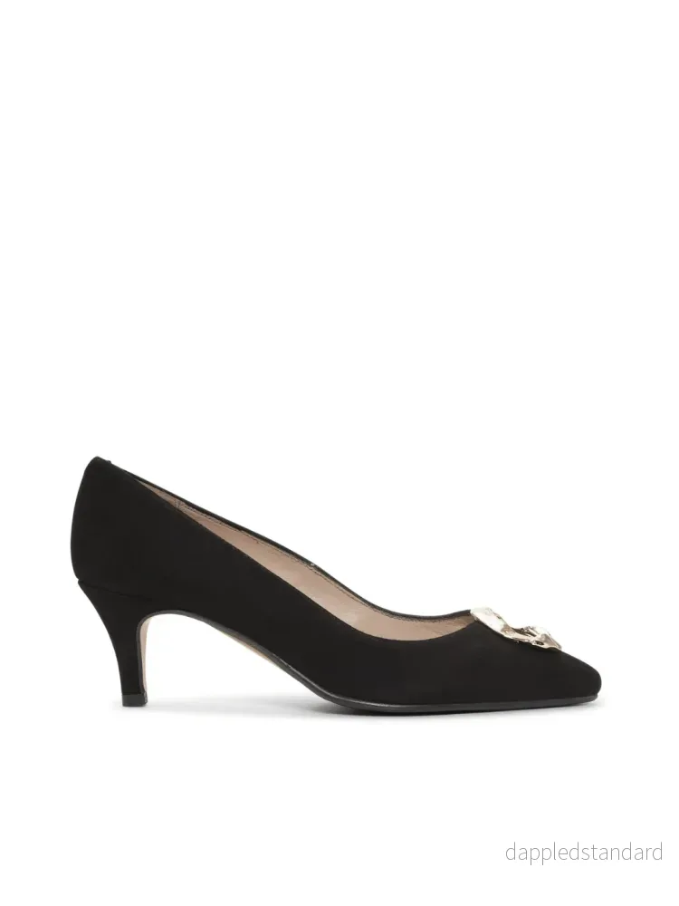 Gardenia Shoes Bea Pumps I Sort Ruskind Med Gulddetalje Gardenia Shoes Bea Pumps I Sort Ruskind Med Gulddetalje
