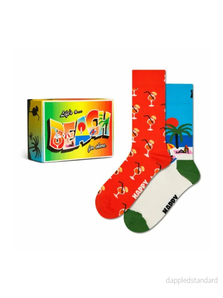 Happy Socks 2-Pack Strand Gaveæske Til Ham