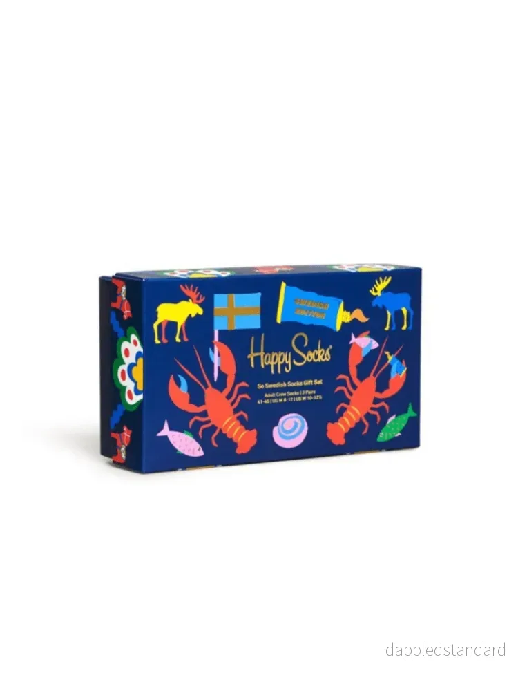 Happy Socks 3-Pack Sverige Gaveæske Til Ham Happy Socks 3-Pack Sverige Gaveæske Til Ham