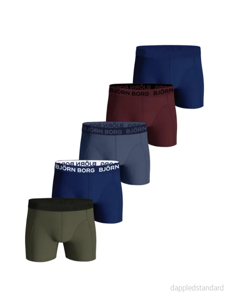Björn Borg 5-pack Drenge Boxershorts Blå Bordeaux Og Grøn Björn Borg 5-pack Drenge Boxershorts Blå Bordeaux Og Grøn