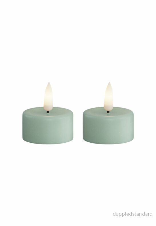 LED Värmeljus 4x4,5 cm Sage Green 2-pack