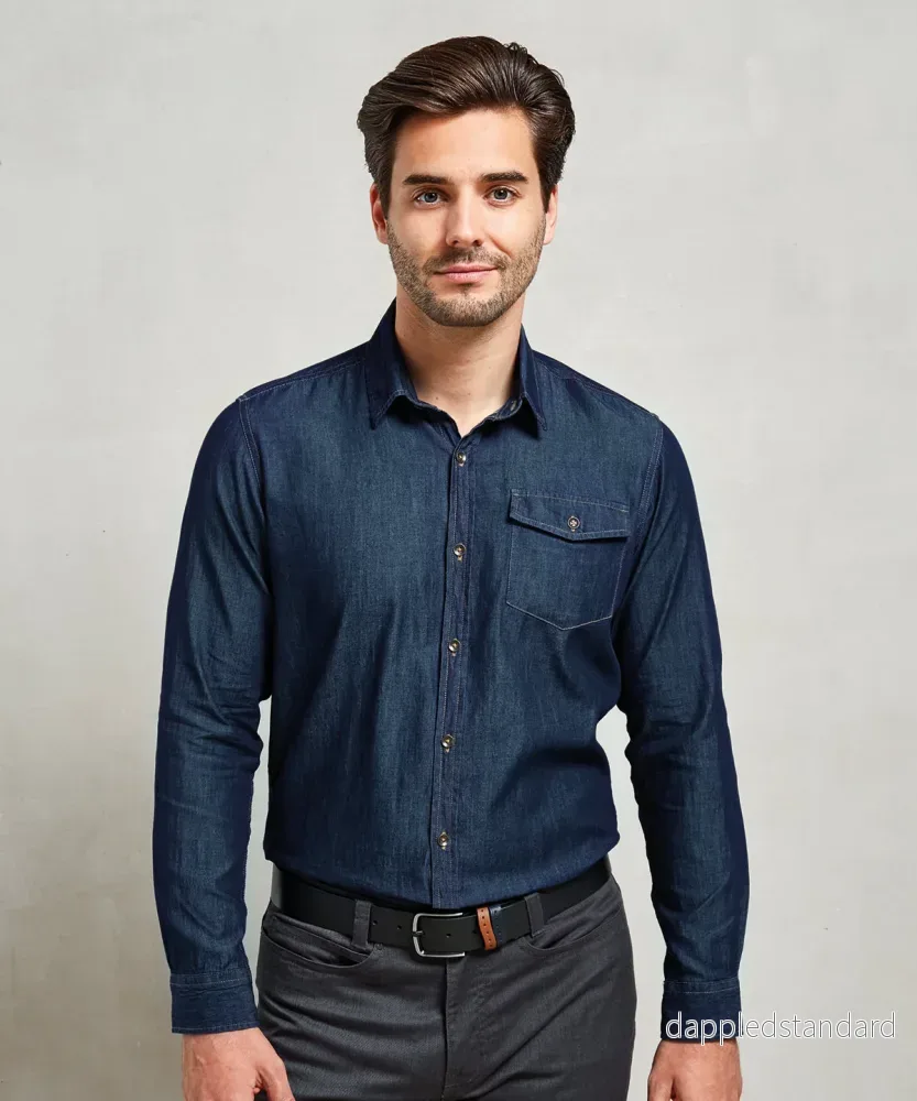 Jeansskjorta i denim med stygn Jeansskjorta i denim med stygn
