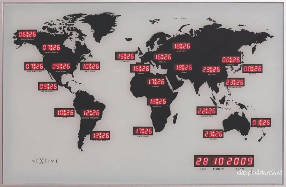 Väggklocka World time digit Väggklocka World time digit