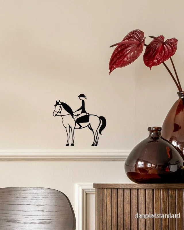Väggdekoration - Ryttarinnor: Cheval noir et cavalière femme - Bild 2